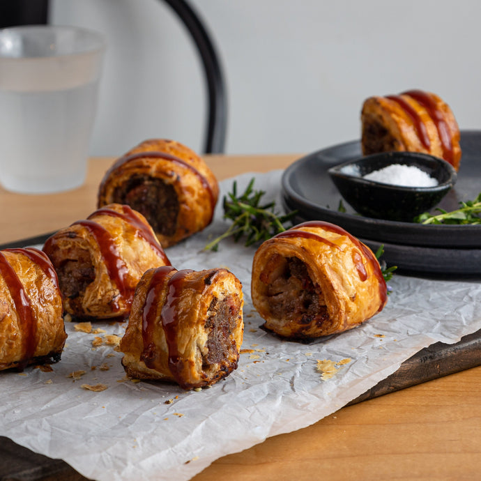 Beef, Bacon and BBQ Sausage Rolls